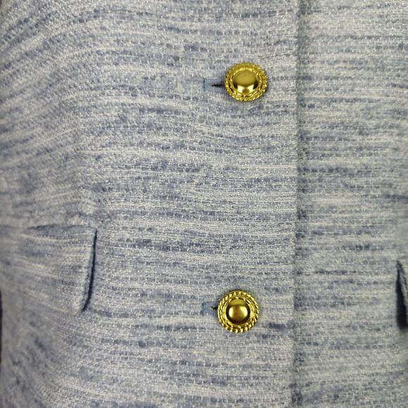 J.Crew Factory Tweed Lady Jacket Light Blue Gold Buttons NWT Size 16 - Picture 15 of 16